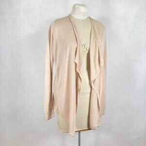 Tahari 100% Linen Long Sleeve Open Front Cardigan Oatmeal Size Med